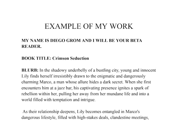 beta read, critique, and provide feedback on your writing